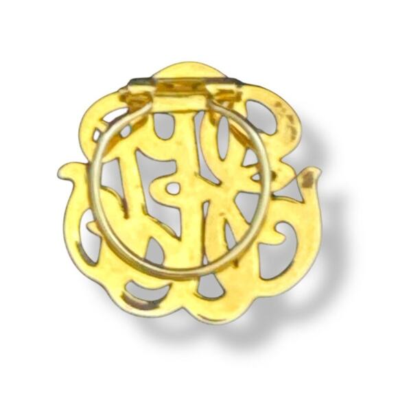Vintage Monogram Scarf Clip intertwined Script Letter Gold-tone 1.5” - Picture 2 of 3